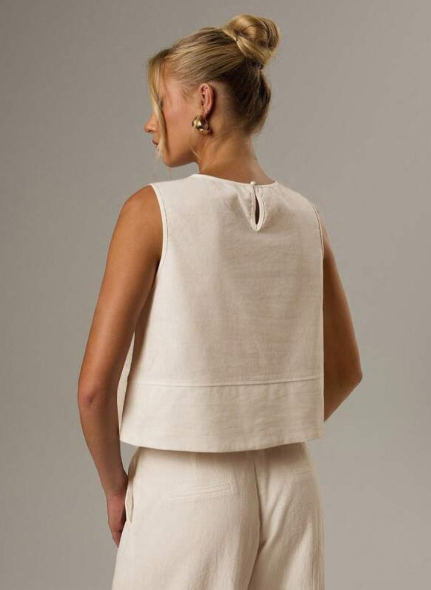 Women’s Casual Cropped Sleeveless T-shirt – Linheir