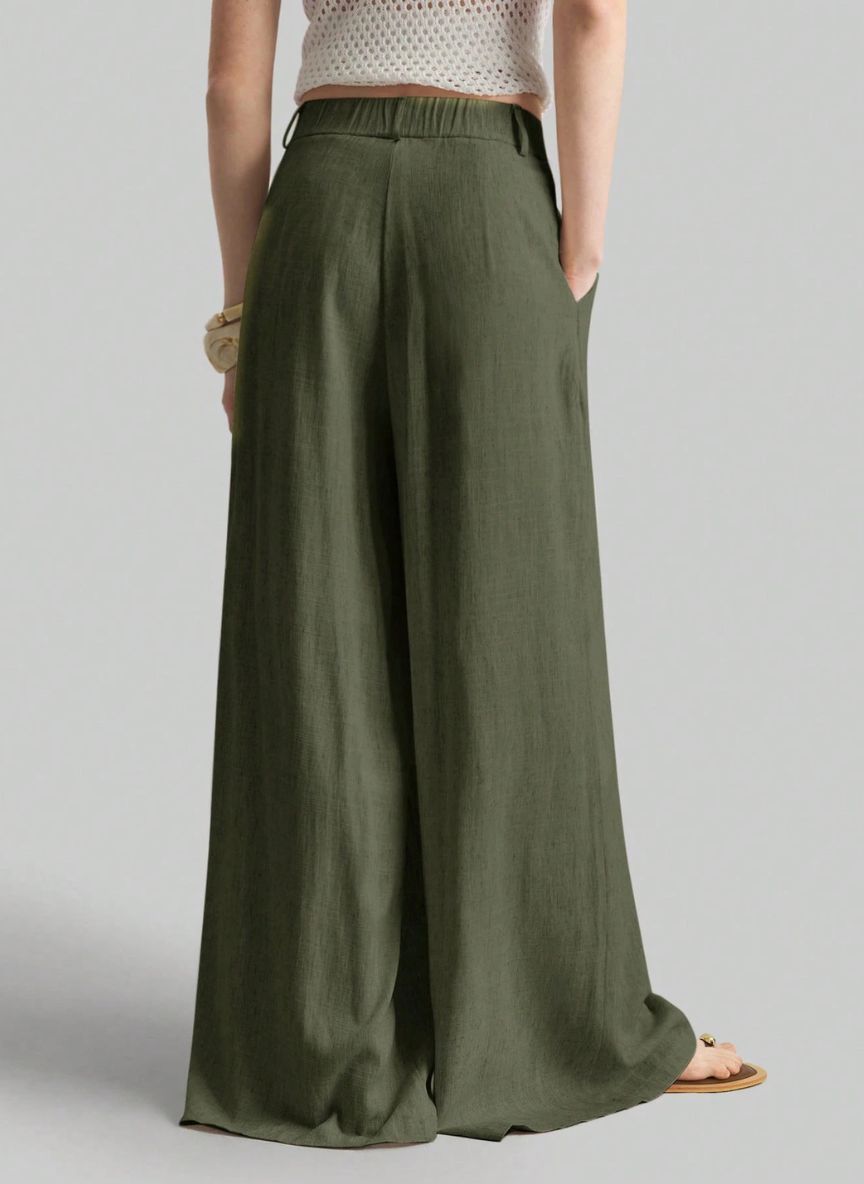 Women's Wide-Waisted Pleated Pants – Linheir