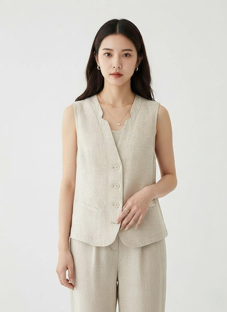 Women’s Casual Linen Tank Top – Linheir
