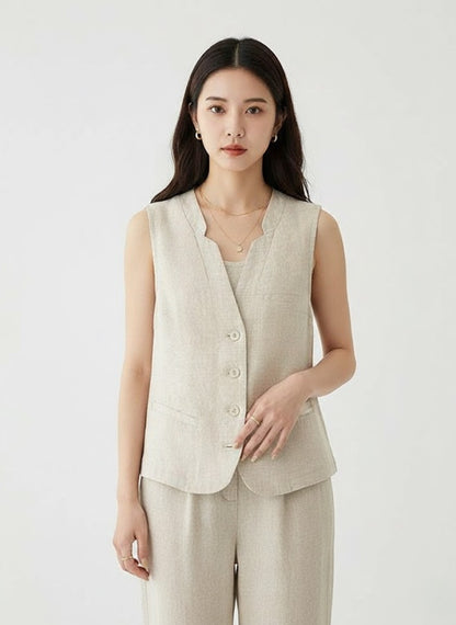 Women’s Casual Linen Tank Top – Linheir
