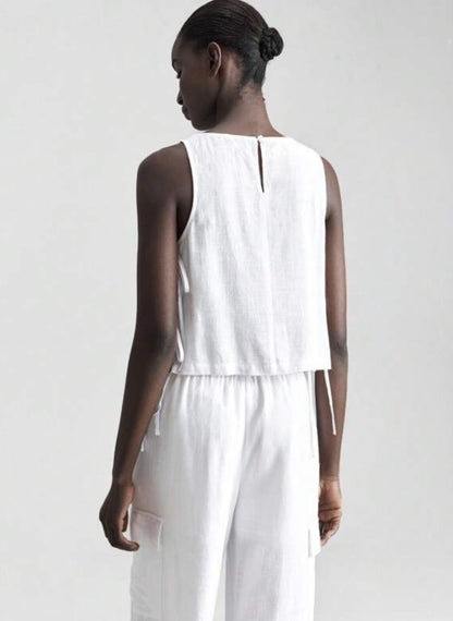 Women’s Sleeveless T-Shirt with Side Tie – Linheir