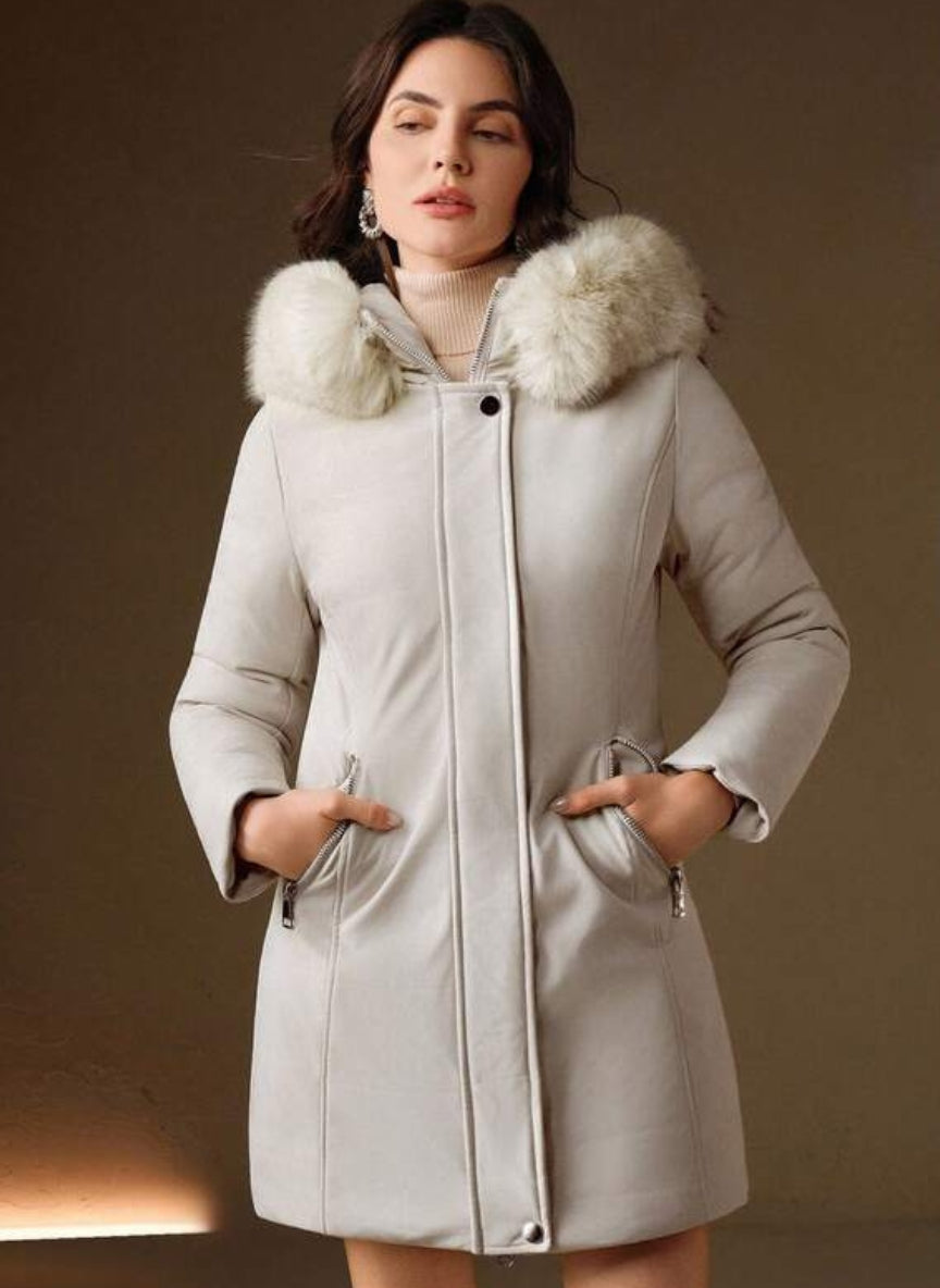 Women's Padded Jacket with Zipper and Hood – Linheir