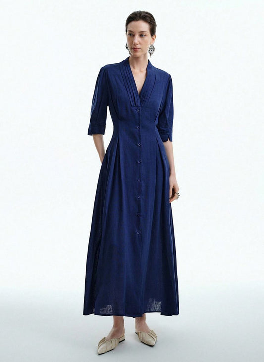 High-Waisted Dress With Flared Sleeves - Linheir