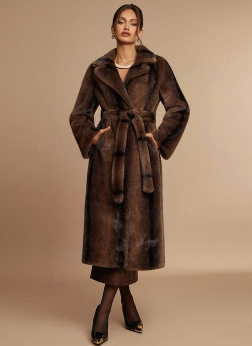 Trench Coat Long Womens Fluffy Fur Faux – Linheir