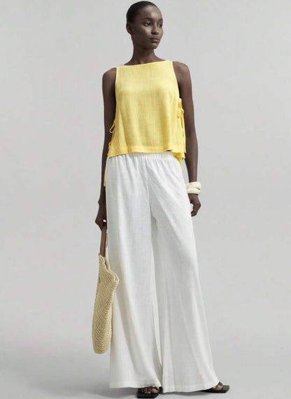 Women’s Sleeveless T-Shirt with Side Tie – Linheir