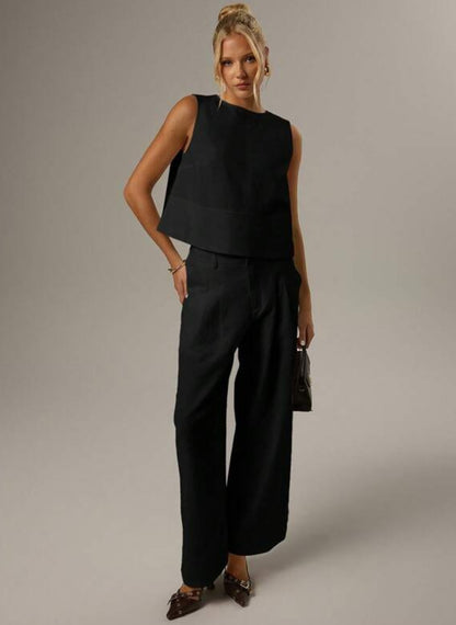 Women’s Casual Cropped Sleeveless T-shirt – Linheir