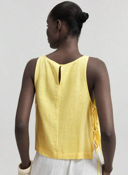 Women’s Sleeveless T-Shirt with Side Tie – Linheir