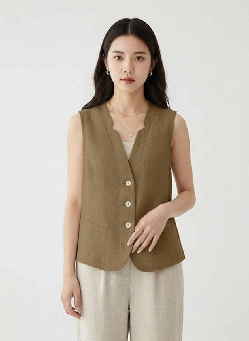Women’s Casual Linen Tank Top – Linheir