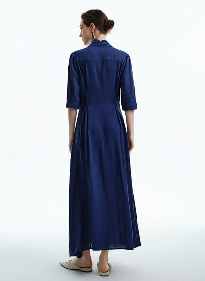 High-Waisted Dress With Flared Sleeves - Linheir