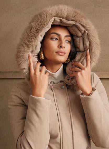 Women's Padded Jacket with Zipper and Hood – Linheir