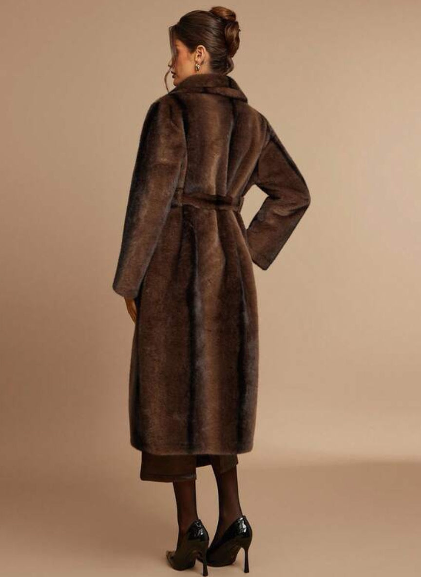 Trench Coat Long Womens Fluffy Fur Faux – Linheir