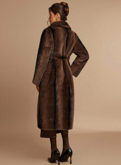 Trench Coat Long Womens Fluffy Fur Faux – Linheir