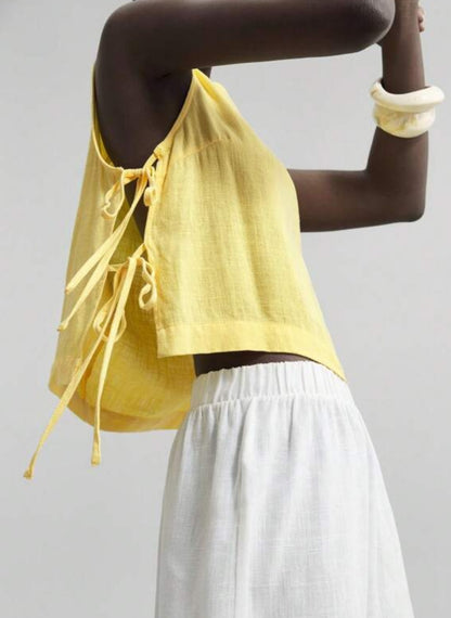 Women’s Sleeveless T-Shirt with Side Tie – Linheir