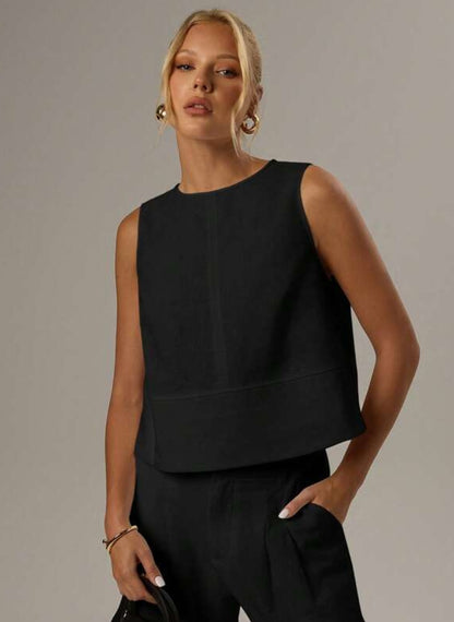 Women’s Casual Cropped Sleeveless T-shirt – Linheir