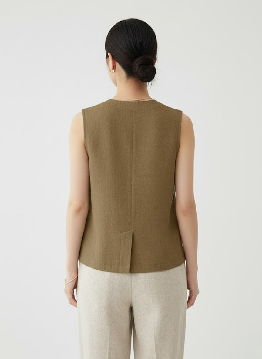 Women’s Casual Linen Tank Top – Linheir