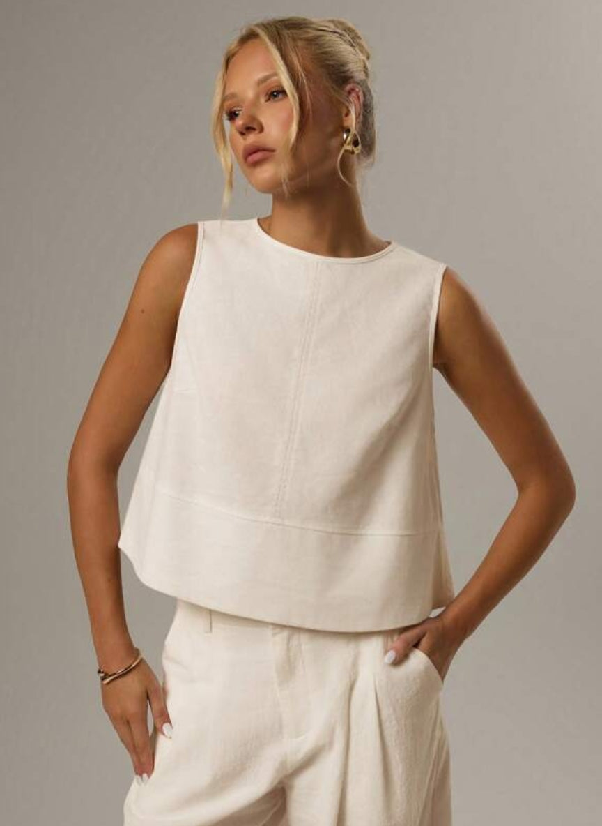 Women’s Casual Cropped Sleeveless T-shirt – Linheir