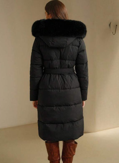 Women's Quilted Coat with Hood and Faux Fur – Linheir