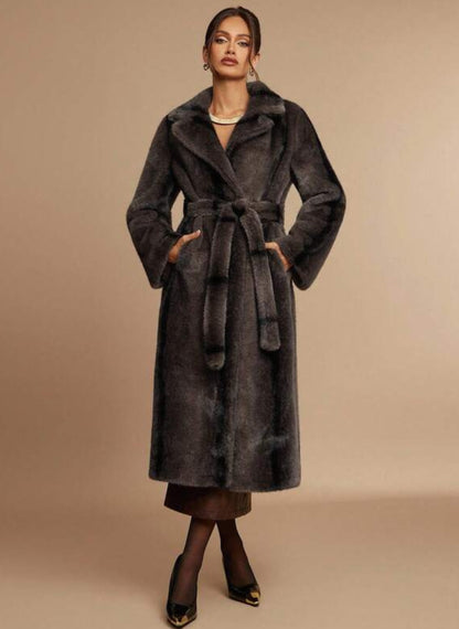 Trench Coat Long Womens Fluffy Fur Faux – Linheir