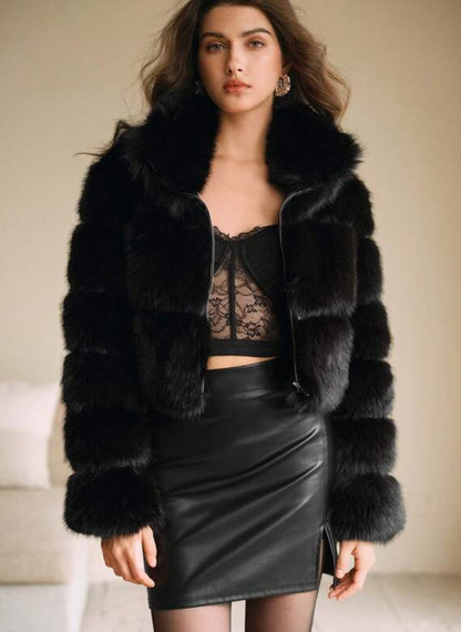 Stylish Short Fluffy Fur Jacket – Linheir