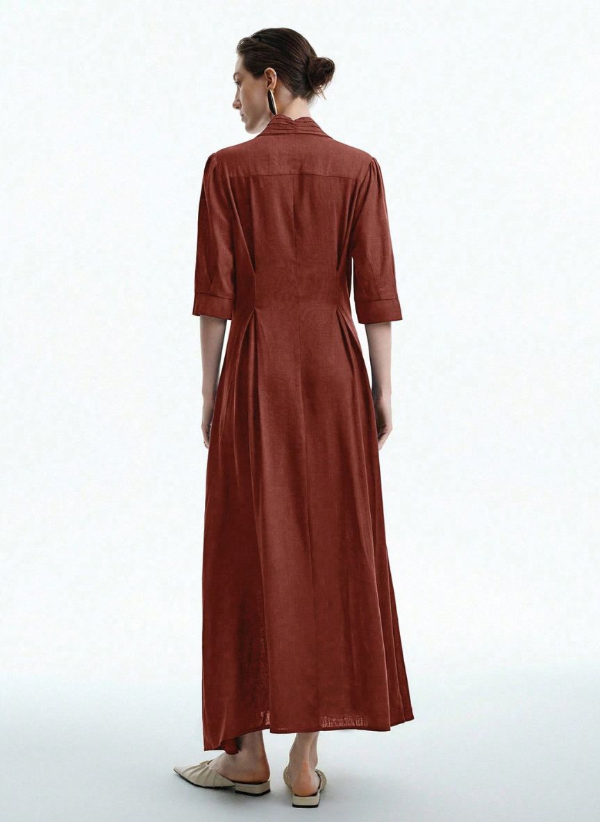 High-Waisted Dress With Flared Sleeves - Linheir