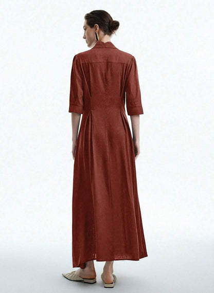 High-Waisted Dress With Flared Sleeves - Linheir