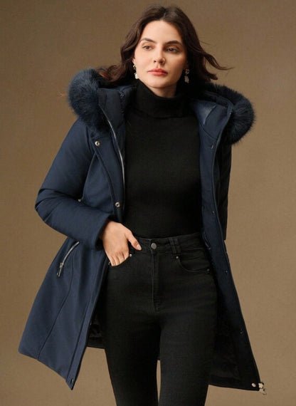 Women's Padded Jacket with Zipper and Hood – Linheir