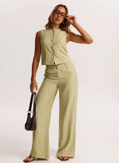 Women’s Minimalist Sleeveless Linen Blouse – Linheir