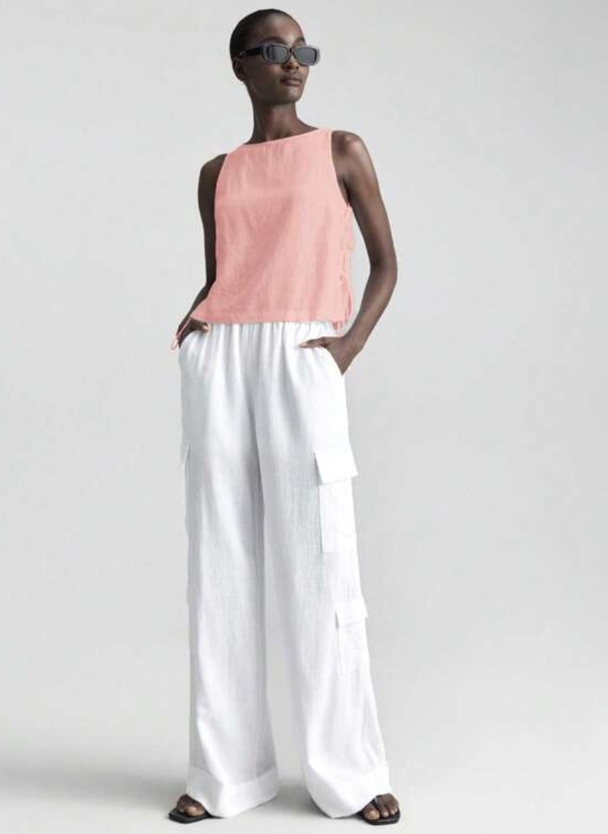 Women’s Sleeveless T-Shirt with Side Tie – Linheir