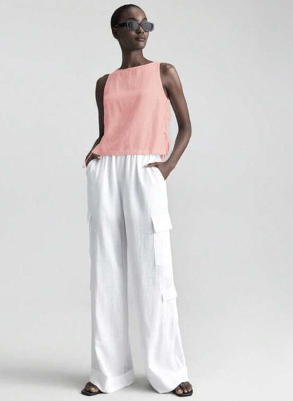 Women’s Sleeveless T-Shirt with Side Tie – Linheir