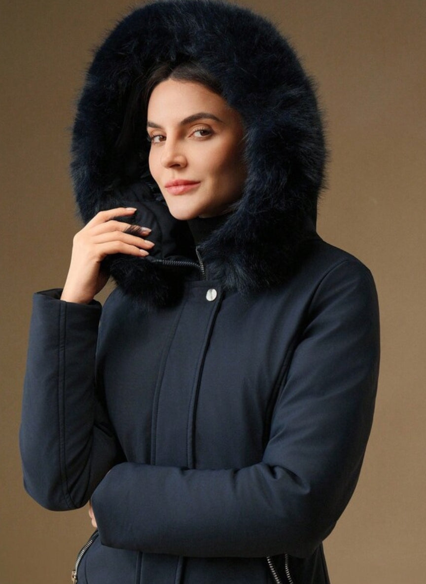 Women's Padded Jacket with Zipper and Hood – Linheir