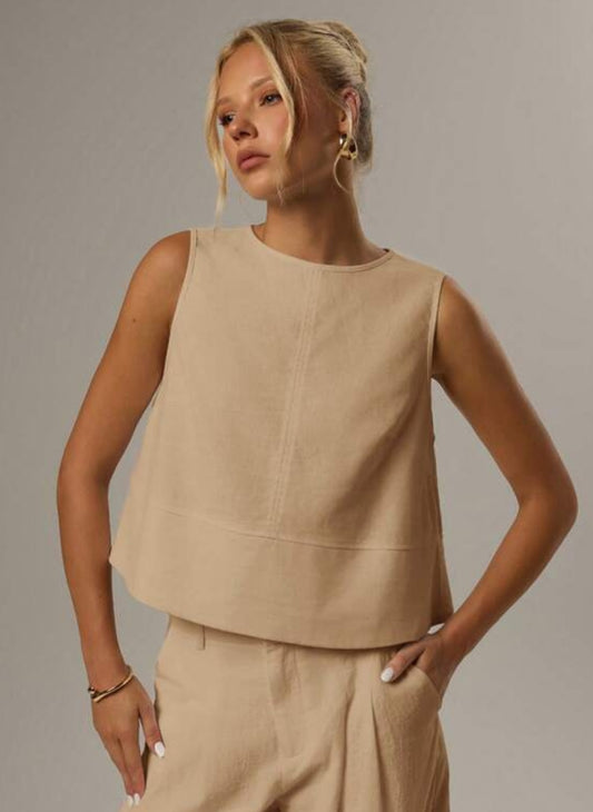 Women’s Casual Cropped Sleeveless T-shirt – Linheir