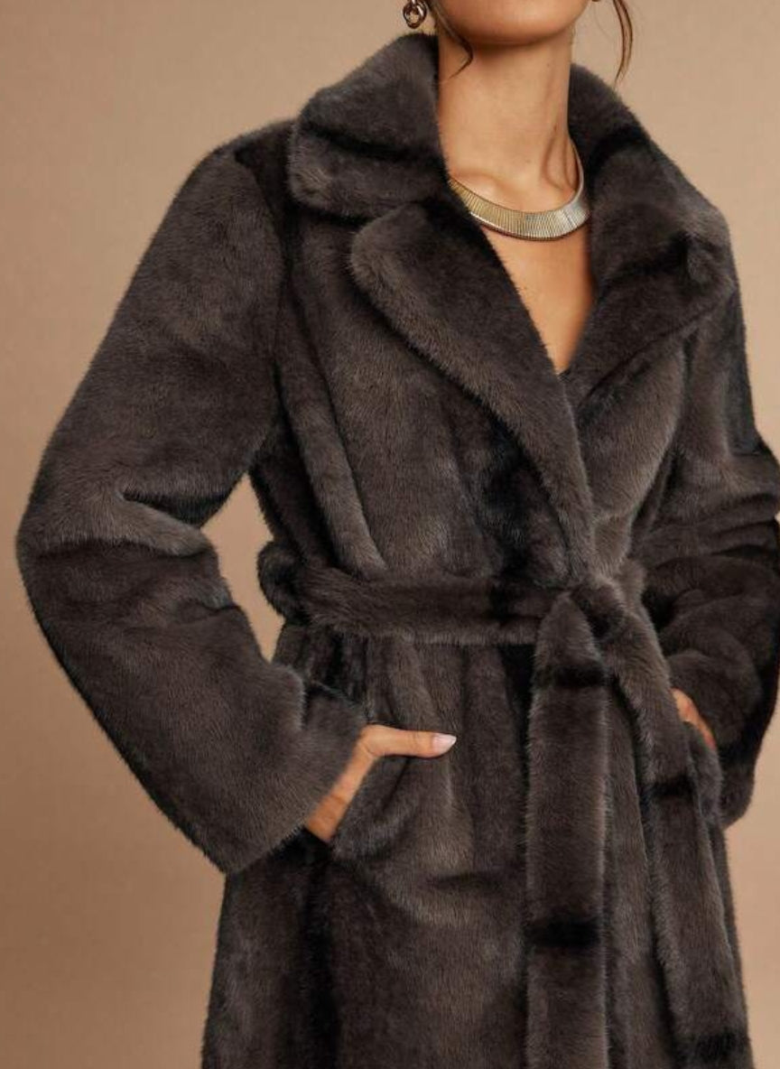 Trench Coat Long Womens Fluffy Fur Faux – Linheir