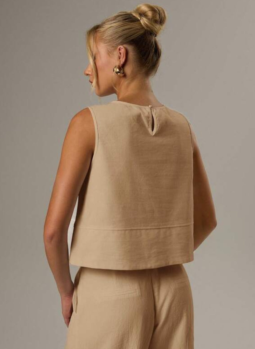 Women’s Casual Cropped Sleeveless T-shirt – Linheir