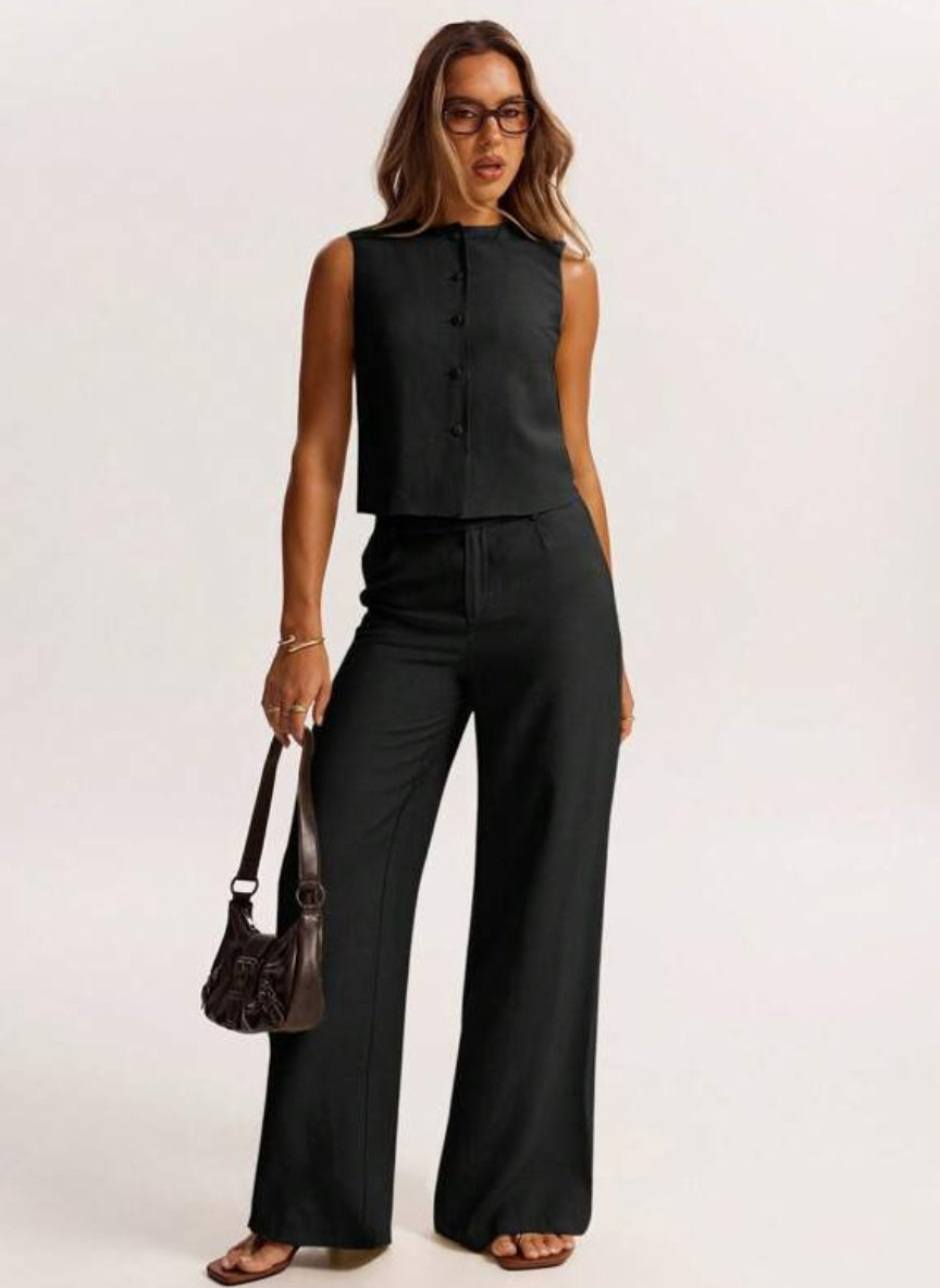 Women’s Minimalist Sleeveless Linen Blouse – Linheir