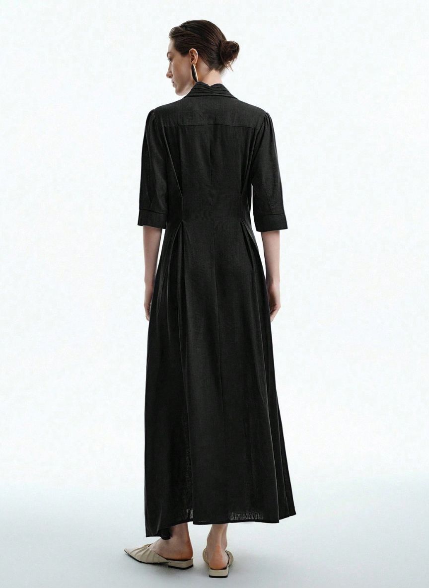 High-Waisted Dress With Flared Sleeves - Linheir