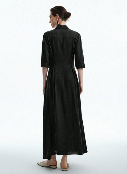 High-Waisted Dress With Flared Sleeves - Linheir