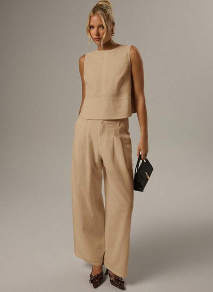 Women’s Casual Cropped Sleeveless T-shirt – Linheir