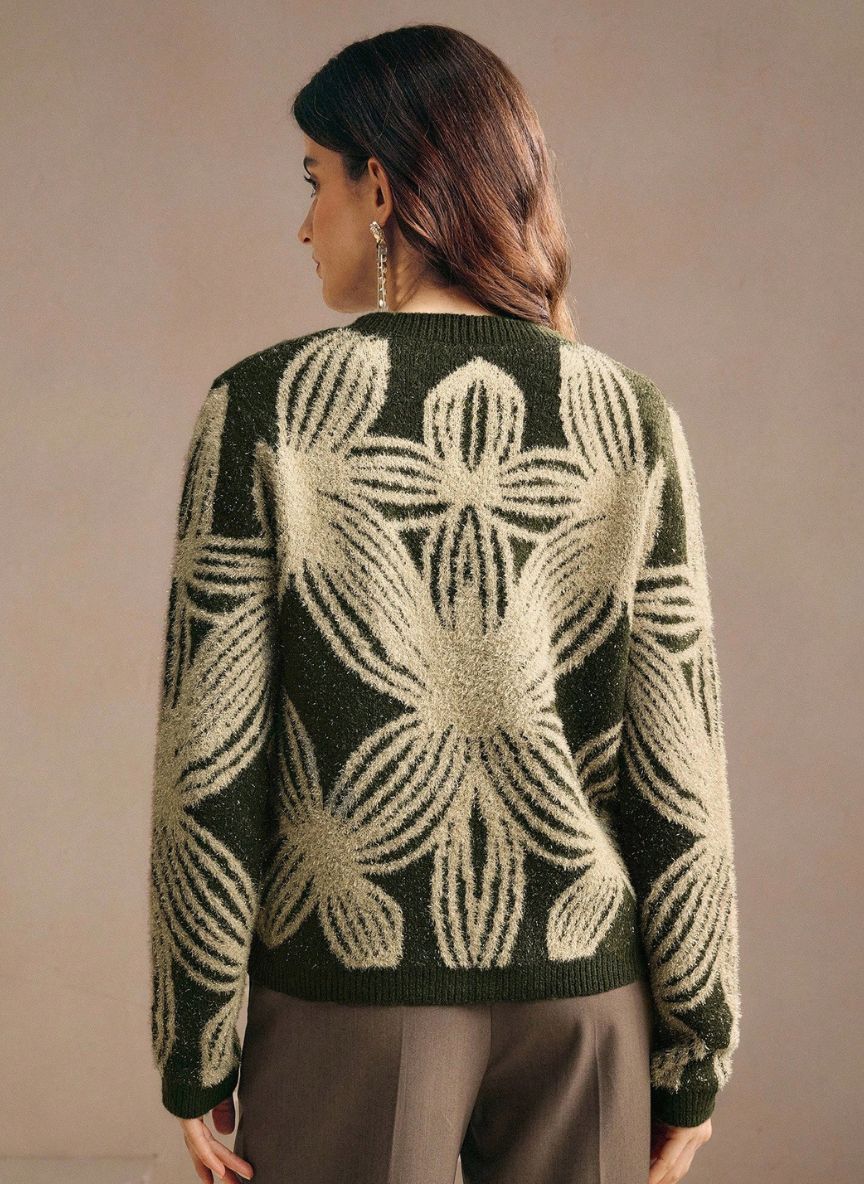 Brilliant Elegance Jacquard Cardigan - Linheir