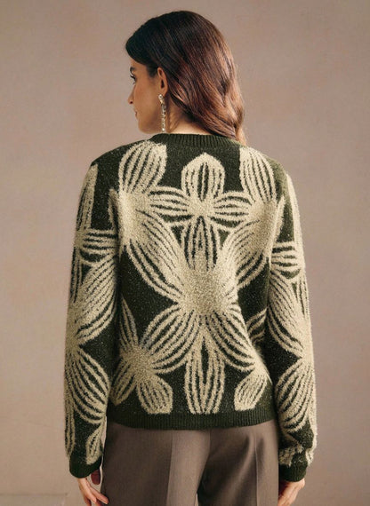 Brilliant Elegance Jacquard Cardigan - Linheir