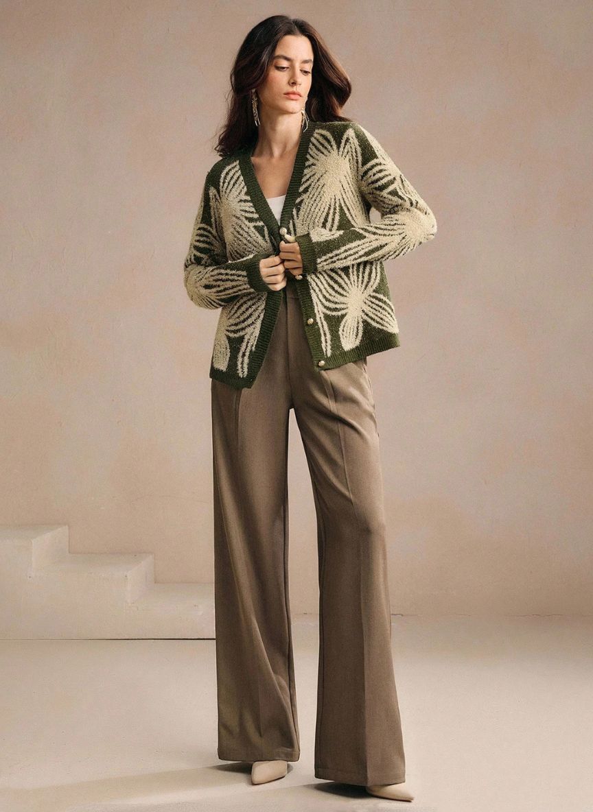 Brilliant Elegance Jacquard Cardigan - Linheir