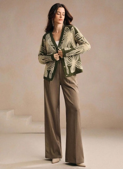 Brilliant Elegance Jacquard Cardigan - Linheir