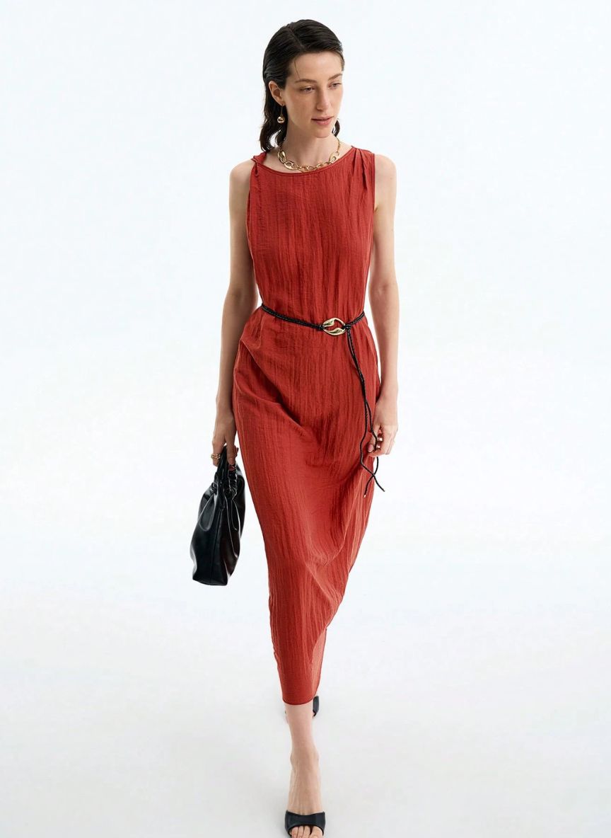 Elegant Round Neck Dress - Linheir