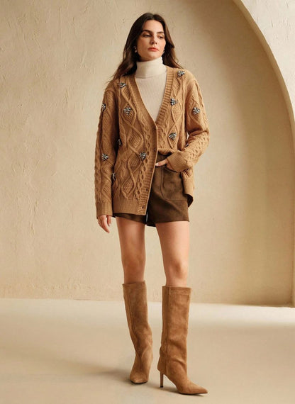 Elegant Women's Cardigan with Bee Design – Linheir