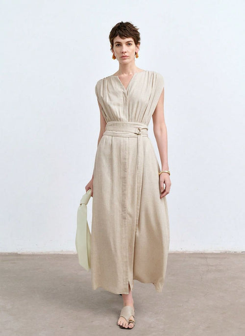 Casual V-neck Maxi Dress - Linheir