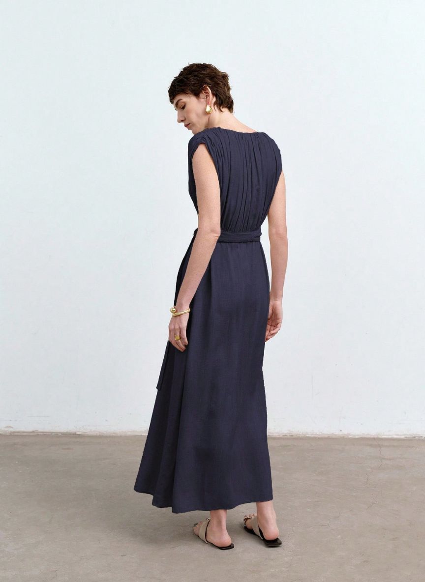 Casual V-neck Maxi Dress - Linheir