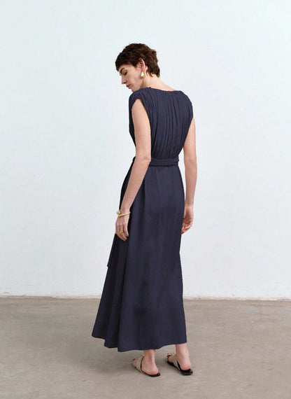 Casual V-neck Maxi Dress - Linheir