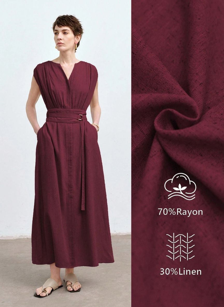 Casual V-neck Maxi Dress - Linheir