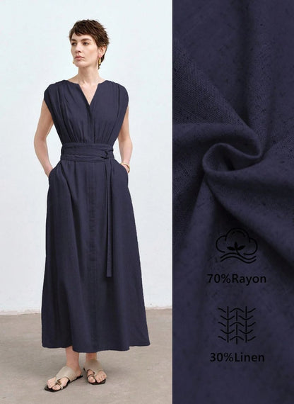 Casual V-neck Maxi Dress - Linheir