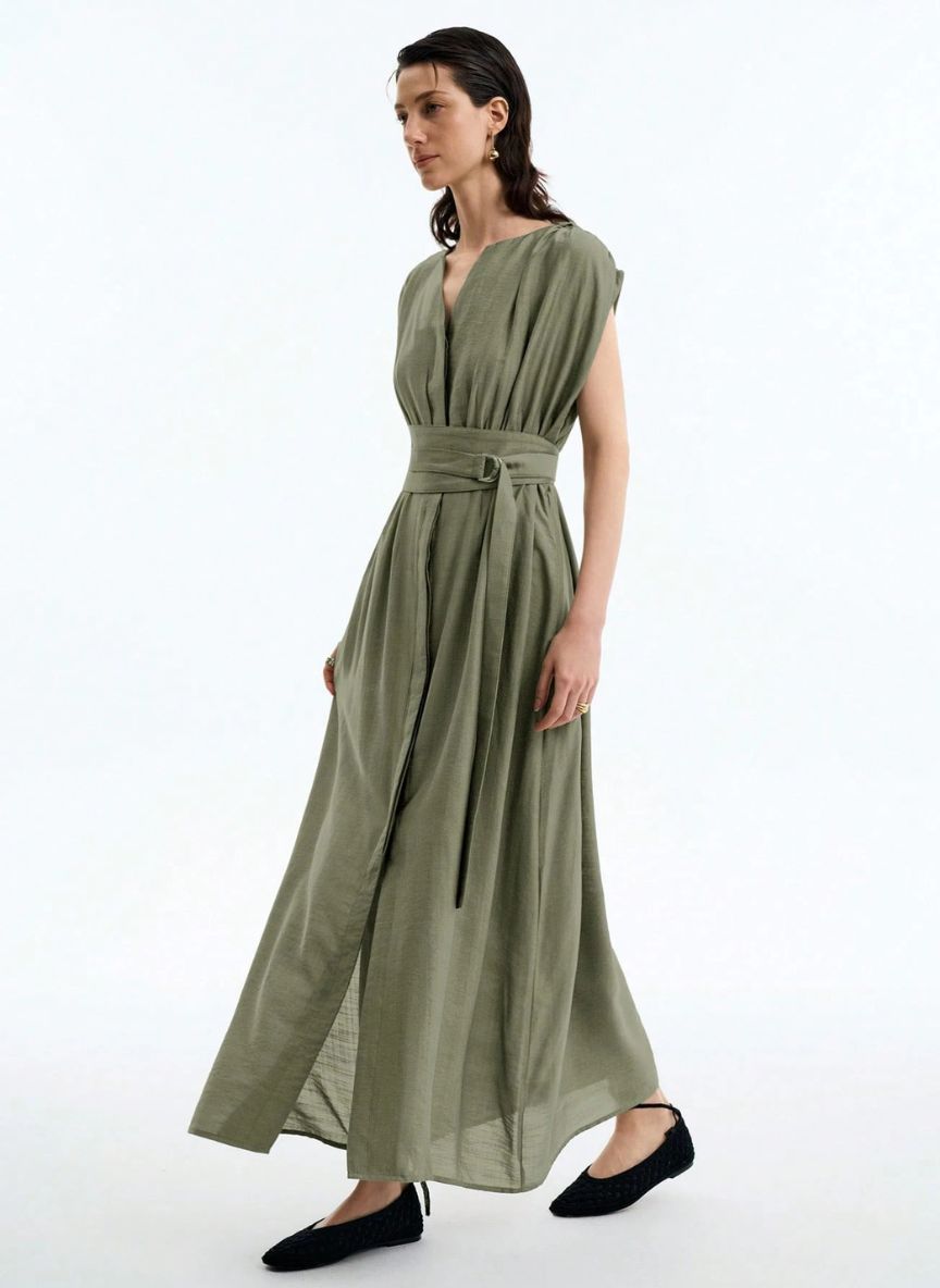 Casual V-neck Maxi Dress - Linheir