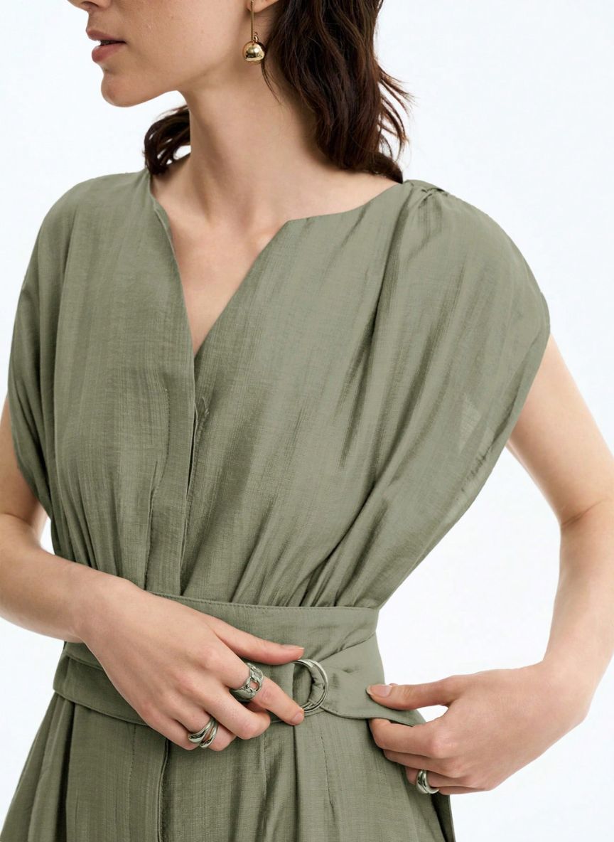 Casual V-neck Maxi Dress - Linheir